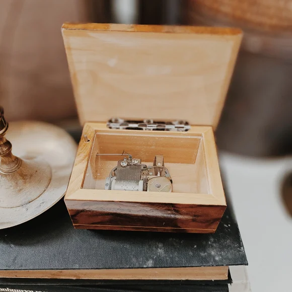 VINTAGE "Sorrento" Music Box With Brown Floral Design - Picture 4 of 6